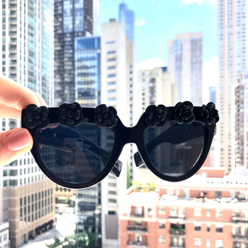 Designer fashion womens black cat eye sunglasses